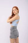 Mavi Sırt Açık Atlet Crop