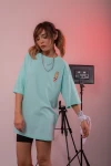 Mint Sinner Cat Kabartmalı Unisex Oversize Tshirt