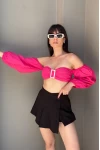 Önü Tokalı Bluz Pembe