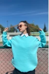 Oversize Basic Unisex Sweatshirt Turkuaz