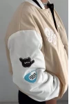 P Nakış Astarlı Bomber Unisex Ceket Krem