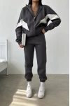 Parça Detay Basic Üç İplik Unisex Eşofman Takımı Füme