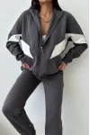 Parça Detay Basic Üç İplik Unisex Eşofman Takımı Füme
