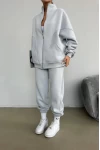 Parça Detay Basic Üç İplik Unisex Eşofman Takımı Gri