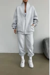 Parça Detay Basic Üç İplik Unisex Eşofman Takımı Gri