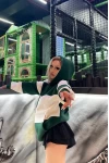 Parçalı Kapşonlu Kanguru Unisex Sweatshirt Yeşil