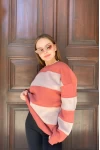 Parçalı Unisex Oversize Sweatshirt Pembe