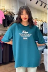 Polaris Sırt Baskılı Unisex Oversize Tshirt - Petrol Yeşili