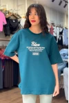 Polaris Sırt Baskılı Unisex Oversize Tshirt - Petrol Yeşili