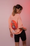 Pudra Sinner Cat Kabartmalı Unisex Oversize Tshirt