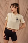 Sarı Astronot Baskılı Crop Tshirt