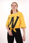 Sarı W Unisex Baskılı Tshirt