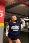 Serence Baskılı Unisex Oversize Sweatshirt Lacivert