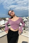 Sırt Zincir Detay Sandy Crop Pembe