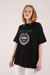 Siyah Boston Unisex Baskılı Tshirt