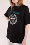 Siyah Boston Unisex Baskılı Tshirt