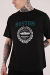 Siyah Boston Unisex Baskılı Tshirt