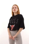 Siyah Bulls Büyük Baskı Unisex Tshirt