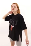 Siyah Bulls Büyük Baskı Unisex Tshirt