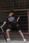 Siyah Couture Şortlu Unisex Eşofman Takımı
