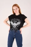 Siyah Endless Love Kolsuz Tshirt