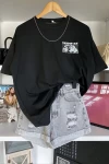 Siyah Fusion Baskılı Unisex Tshirt