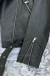 Siyah Üç Fermuar Deri Biker Unisex Ceket
