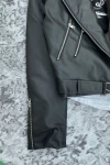 Siyah Üç Fermuar Deri Biker Unisex Ceket