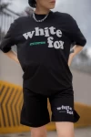 Siyah White Fox Şortlu Unisex Eşofman Takımı