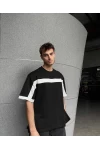Siyah Yanı Fermuarlı Parçalı Unisex Tshirt