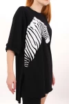 Siyah Zebra Baskılı Tshirt