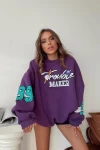 Trouble Maker Unisex Oversize Sweatshirt Mor