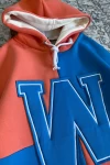 W Nakış Parçalı Unisex Sweatshirt Pembe