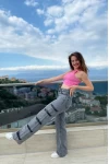 Yanı Kesik Palazzo Jean Füme Kar Yıkama