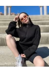 Yarım Fermuar Cepli Unisex Sweatshirt Siyah