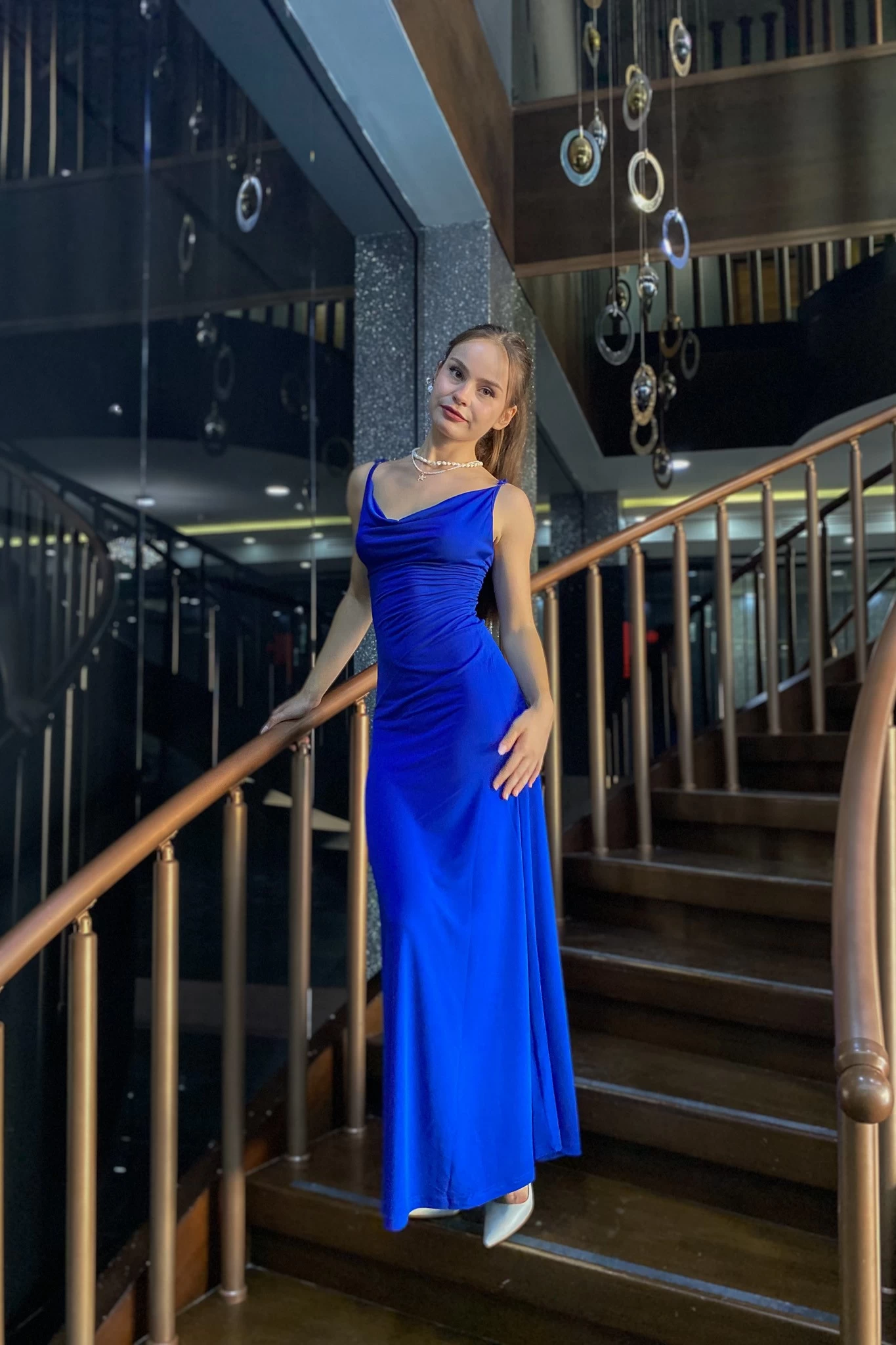 Askılı Maxi Sandy Elbise Mavi