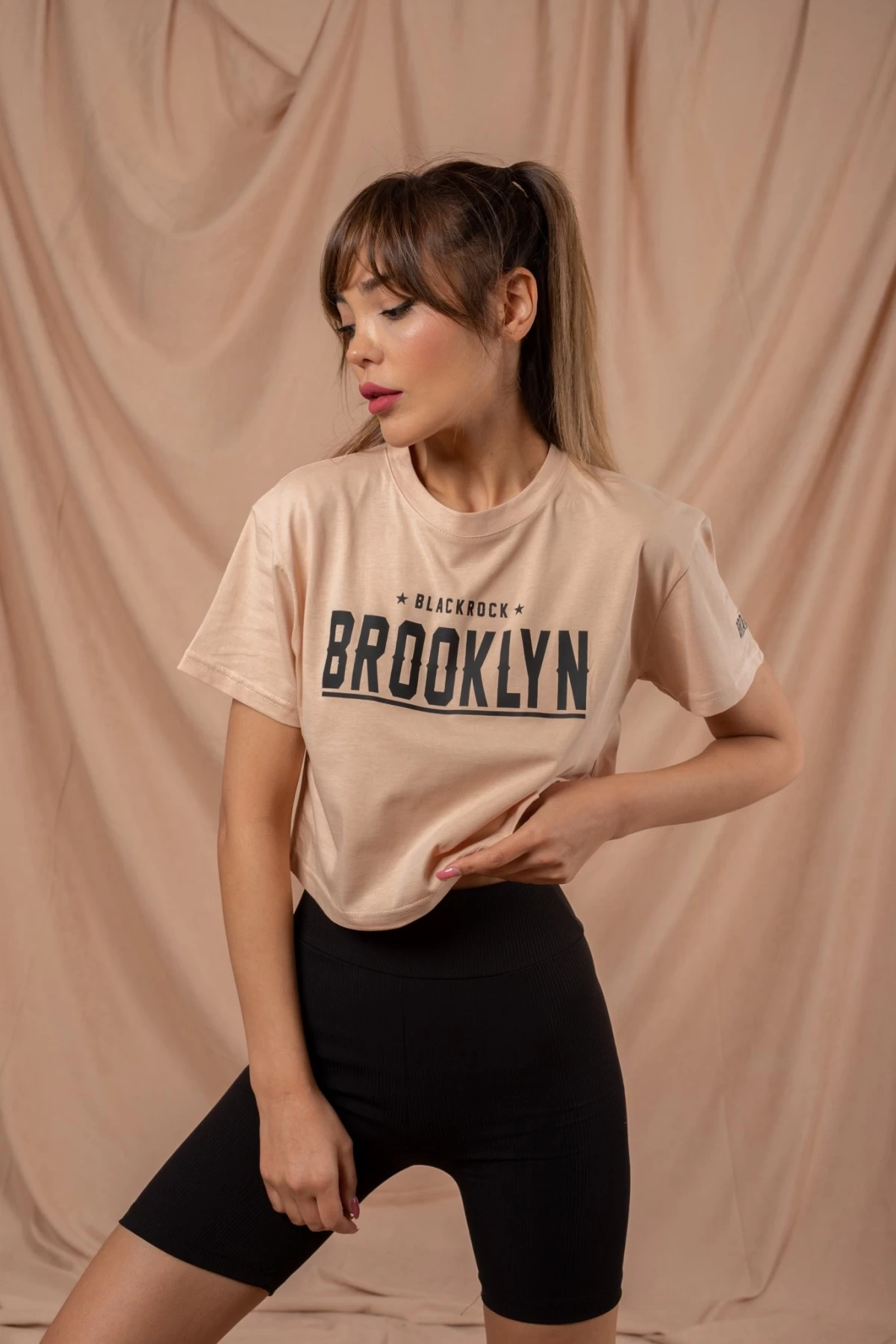 Bej Blacrock Crop Tshirt