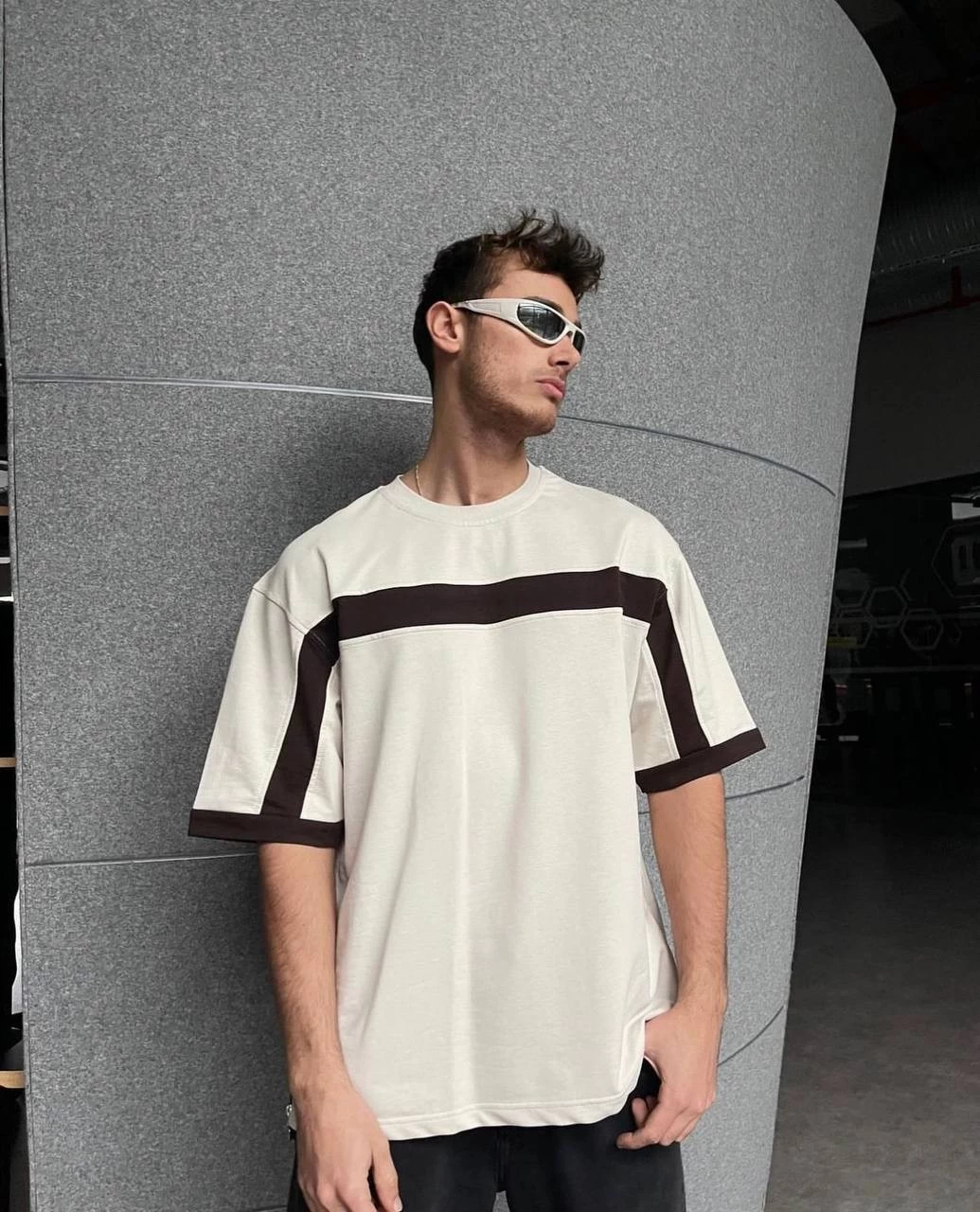 Beyaz Yanı Fermuarlı Parçalı Unisex Tshirt
