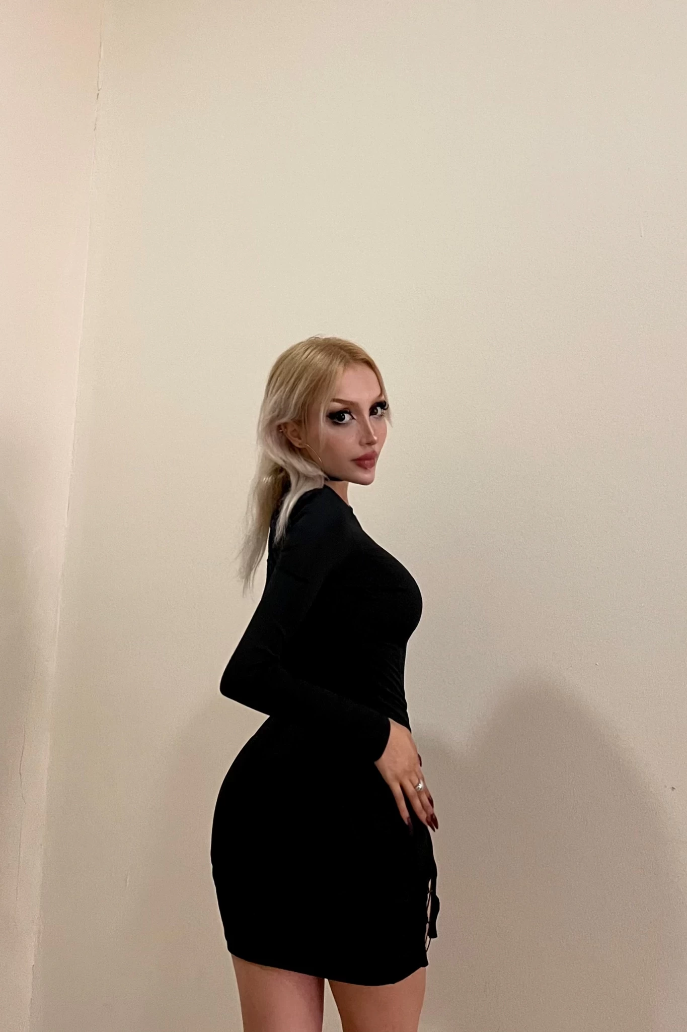 Çift Yan Dekolte Mini Elbise