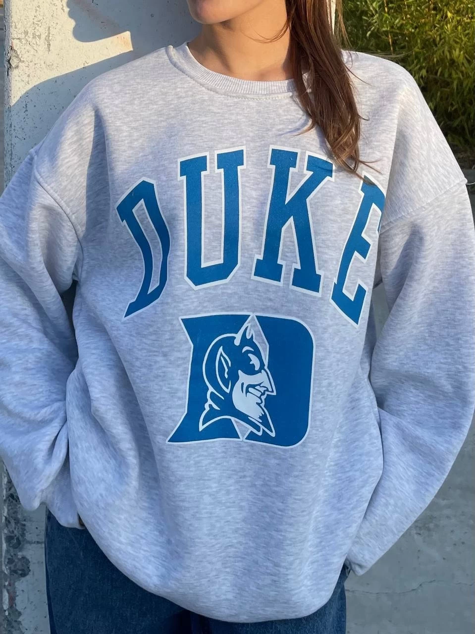Duke Baskılı Oversize Sweatshirt Gri