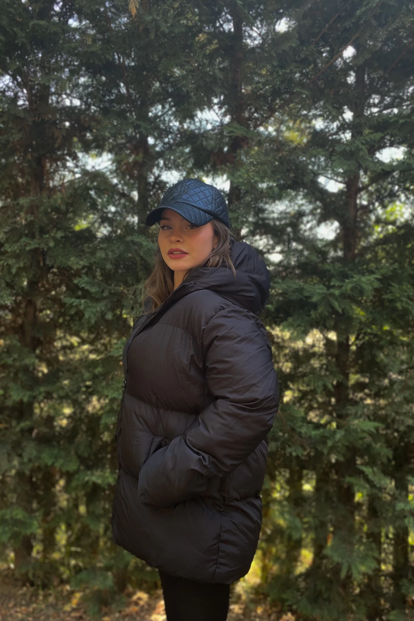Fileto Cep Oversize Puffer Mont Siyah