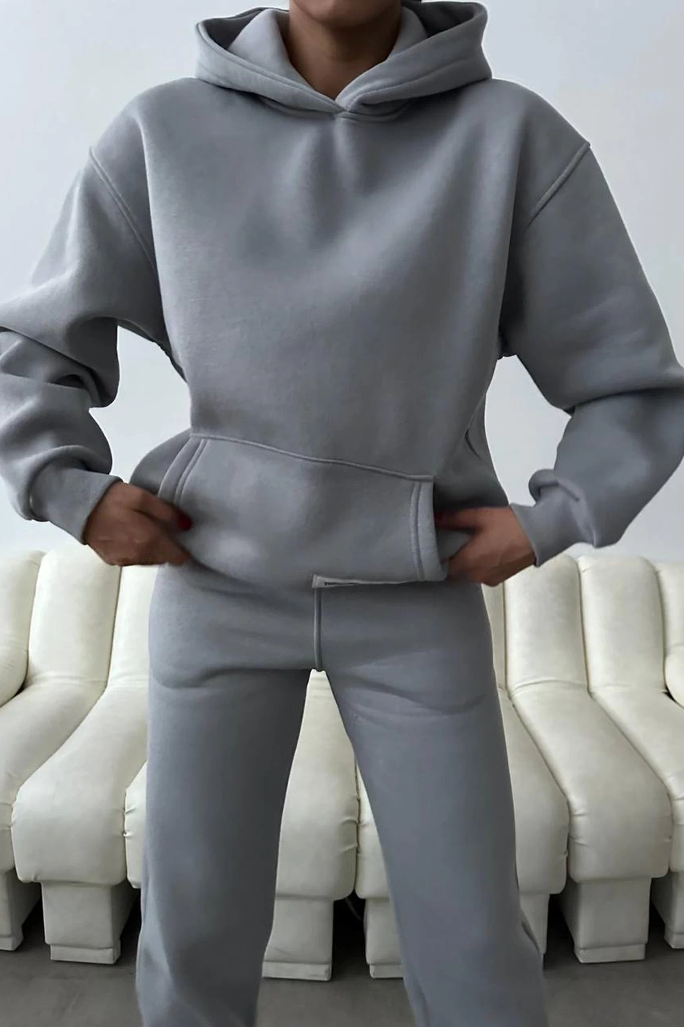 Giving Movement Armalı Üç İplik Unisex Eşofman Takımı Gri