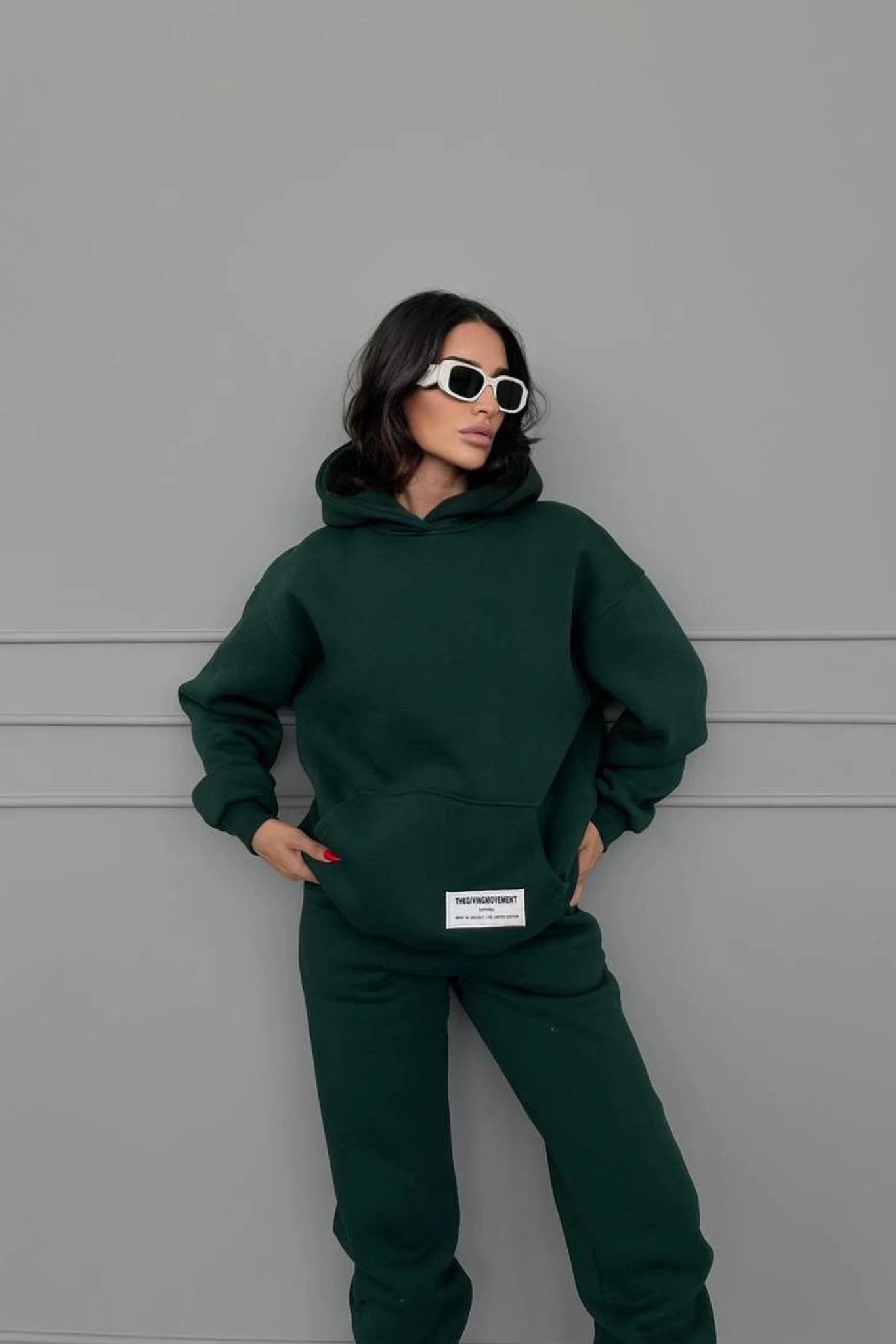 Giving Movement Armalı Üç İplik Unisex Eşofman Takımı Yeşil