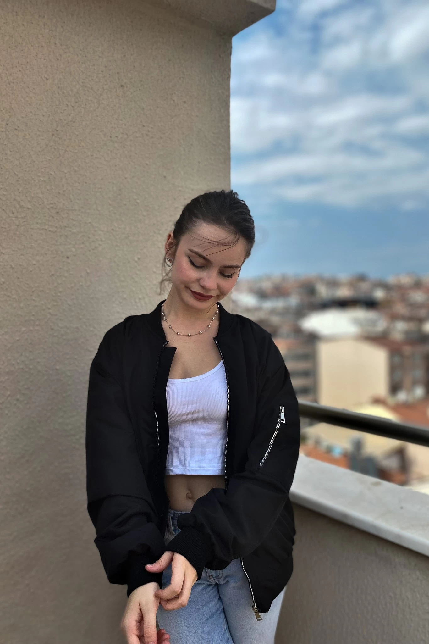 Kol Fermuar Astarlı Bomber Unisex Mont Siyah