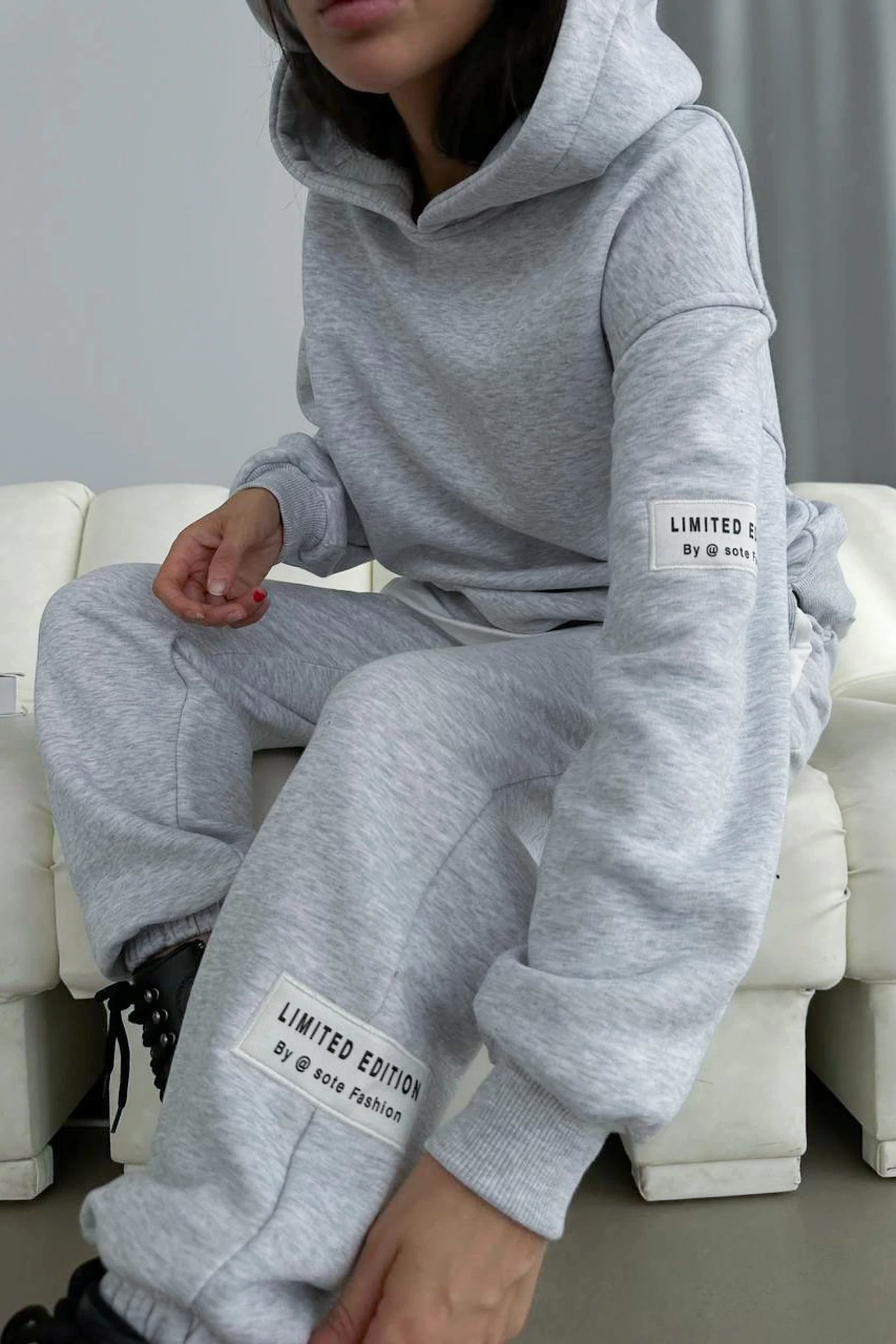 Limited Edition Armalı Üç İplik Unisex Eşofman Takımı Gri