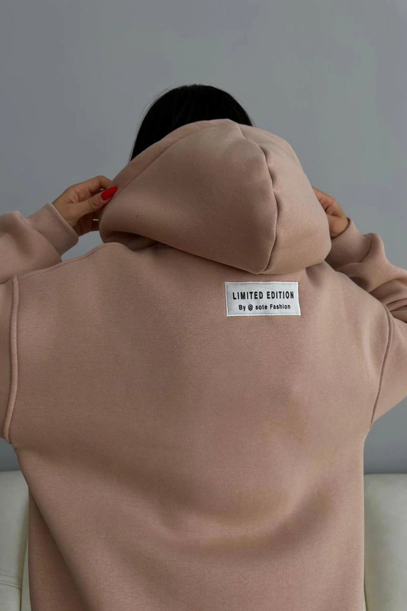 Limited Edition Armalı Üç İplik Unisex Eşofman Takımı Pudra