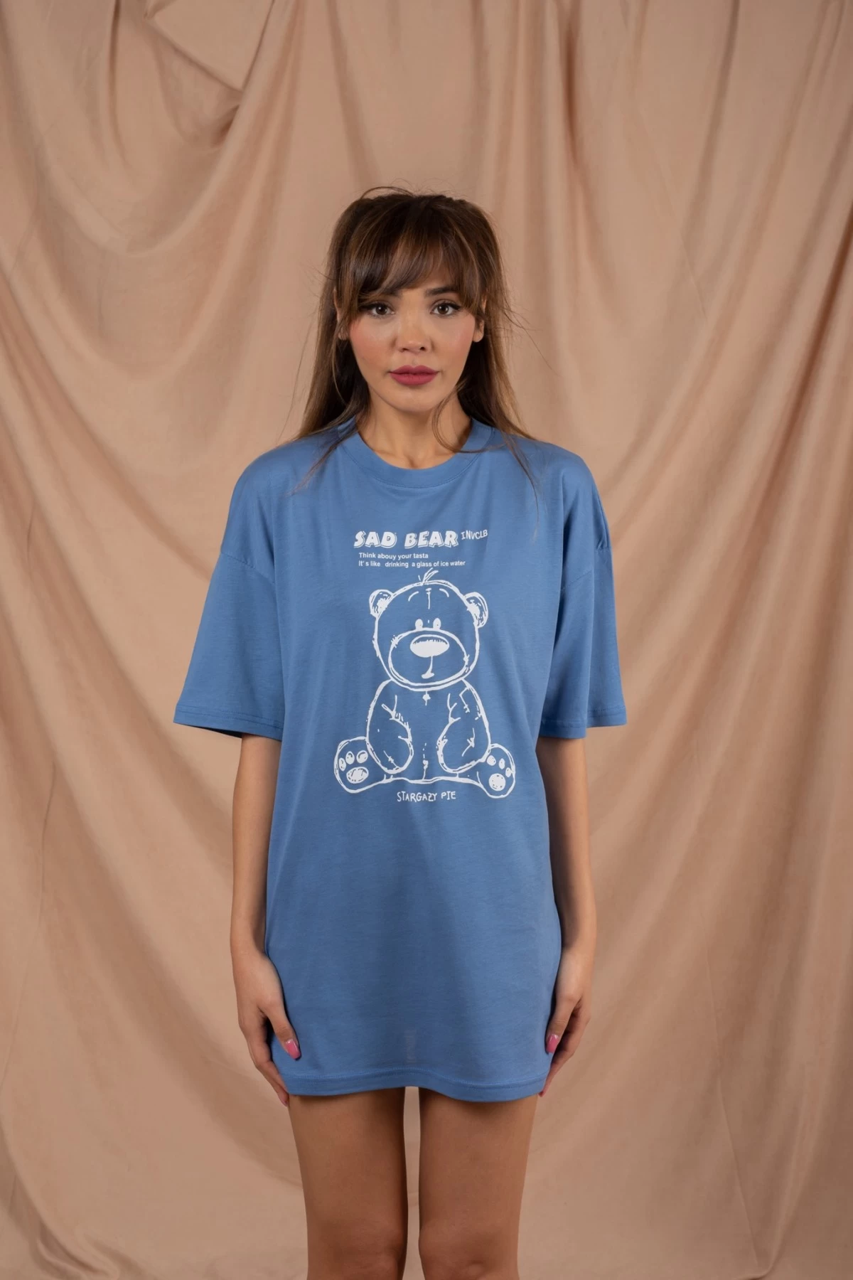 Mavi Sad Bear Unisex Oversize Tshirt