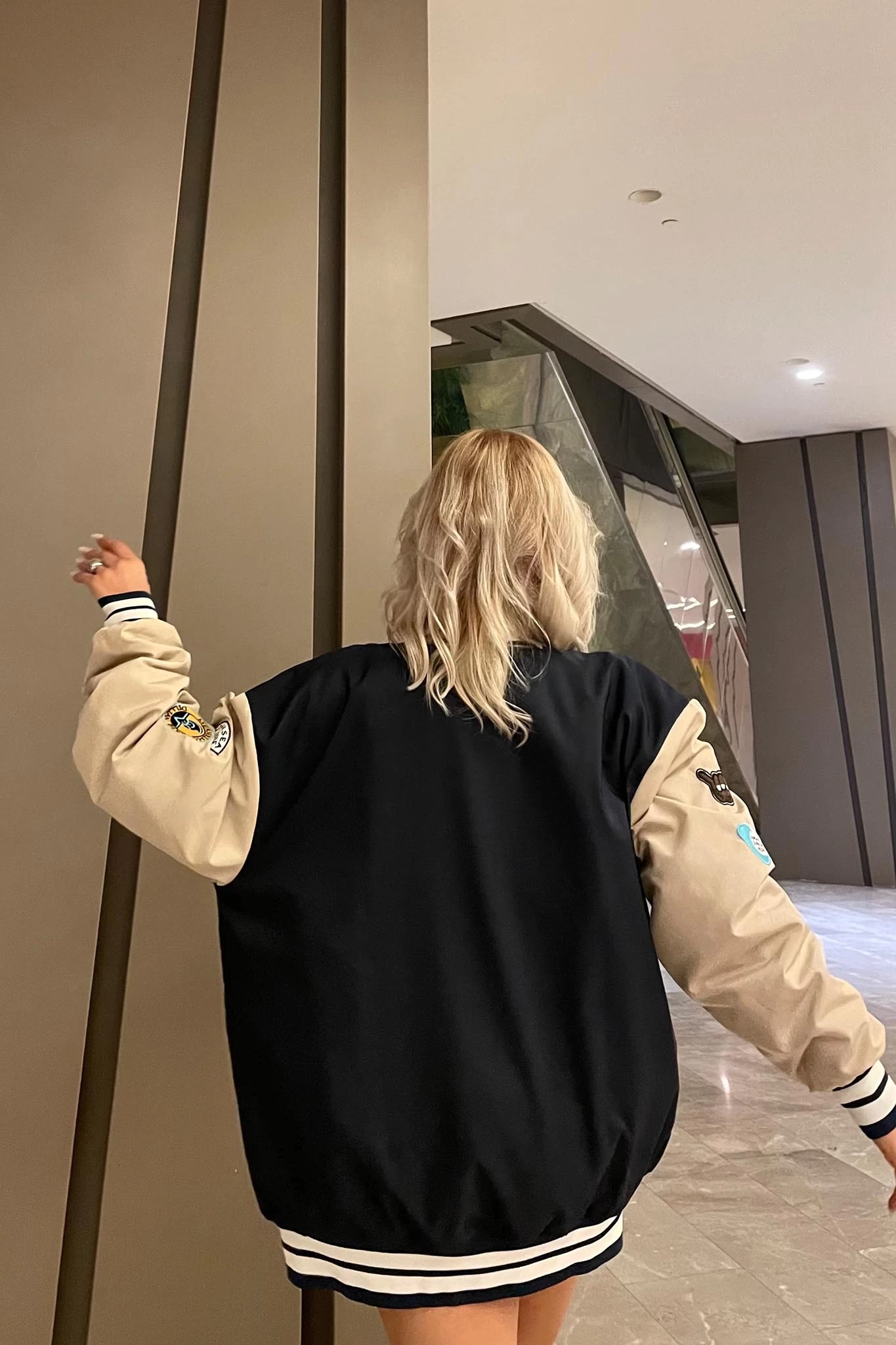 P Nakış Astarlı Bomber Unisex Ceket Lacivert