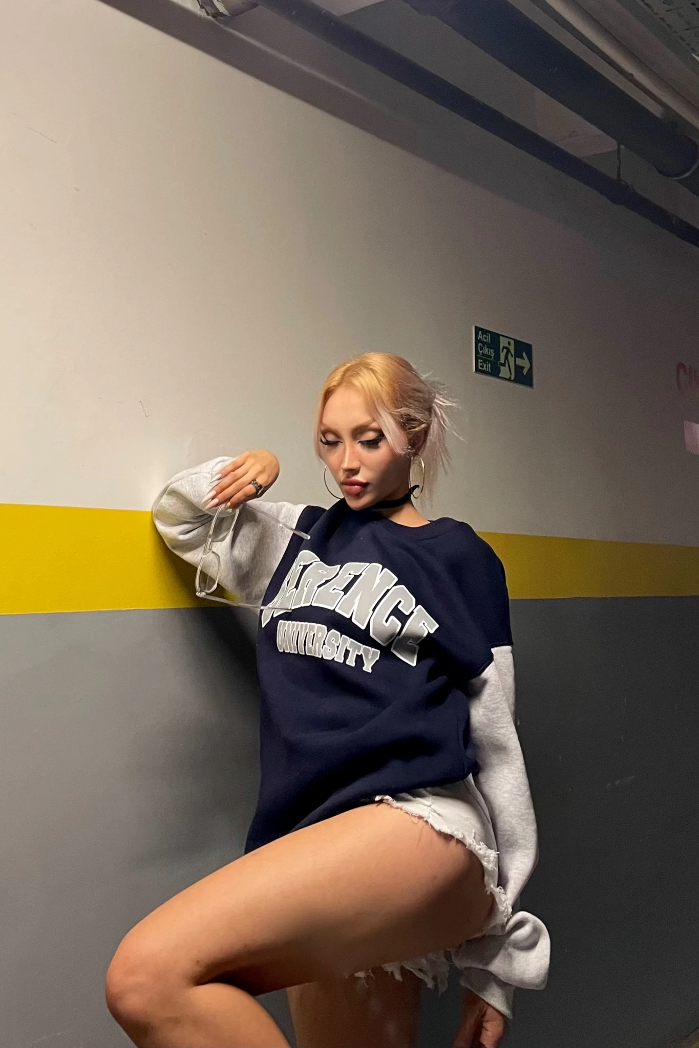 Serence Baskılı Unisex Oversize Sweatshirt Lacivert