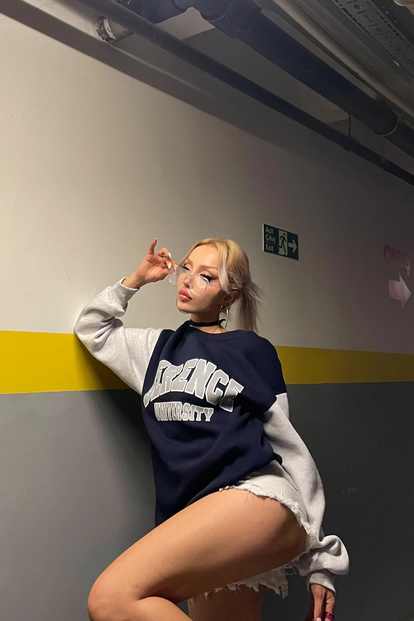 Serence Baskılı Unisex Oversize Sweatshirt Lacivert